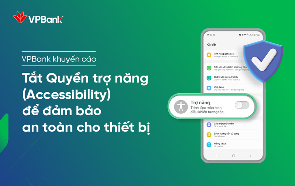 Màn hình cảnh báo của ngân hàng VP bank